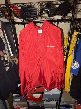 Supreme x Champion Red Anorak Windbreaker Jacket